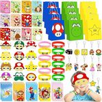 72 Pcs Party Bag Fillers for Kids, Super Bro Party Favour 12 Pcs Party Bags, Mask, Notepad, Bracelets, Keychains, Diy Sticker Cartoon Super Bro Theme Party Supplies for Birthday Party Decorations.