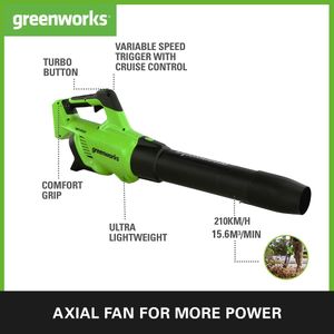 Greenworks 40V Cordless Leaf Blower – Lightweight, Battery Powered