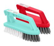 Scrubbing Brush Heavy Duty Stiff Bristles Handy Scrub Brush Stiff Natural Soft Bristles Plastic Cleaning Brush With Comfortable Grip For Carpet Bathtub Floor Kitchen Bath Car Assorted Colors (1pc)