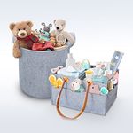 HIPPO 2IN1 Designer Non-Woven Fabric Diaper Caddy & Toy Bin Smart Combo for Newborn Babies Unbreakable Toy Bins Foldable Diaper Bag Large Capacity (Grey, 1)