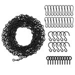 Lechansen Black Hanging Chains,196 Inches Hanging Basket Chains,Picture Hanging Chain with 10 Hooks and 20 Clips& 5 Screw Eye Hook for Bird Feeders,Planters,Decorative Ornaments Hanging,DIY Length