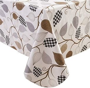 Heavy Duty Vinyl Tablecloth with Flannel Backing Waterproof Oil-Proof PVC Table Cloth Stain-Resistant Wipeable Rectangle or Square Table Cover for Indoor and Outdoor (Leaves, 60X102 Inch)