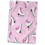 3D Rose Figure Skate and Snowflake Print - Pale Pink Hand/Sports Towel, 15 x 22