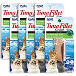 INABA Natural, Premium Hand-Cut Grilled Tuna Fillet Cat Treats/Topper/Complement with Vitamin E and Green Tea Extract, 0.52 Ounces Each, Pack of 6, Homestyle Broth