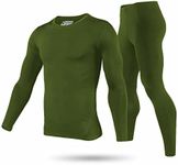 9M Men's Ultra Soft Thermal Underwear Base Layer Long Johns Set with Fleece Lined, Army Green, Small