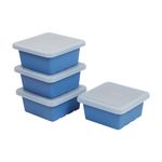 ECR4Kids Square Bin with Lid 4-Pack - French Blue