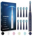 7am2m Sonic Electric Toothbrush for Adults and Kids- High Power Rechargeable Toothbrushes with 8 Brush Heads,5 Adjustable Modes, Built-in 2-Minute Smart Timer,4 Hours Fast Charge for 75 Days(Navy)