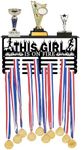 SUPERDANT This Girl is on Fire Trophy and Medal Display Shelf Running Medal Hanger Display with Shelf Stand Metal Sports Award Display Shelf for Women Mom Athletes Gifts