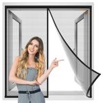 Fly Screen Window Magnetic 240x155 cm, Mesh Screen Window with Enhanced Magnets Keep Insects Out Mesh Curtain for Sliding Glass Window Patio Window Black, Reinforced