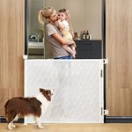 Retractable Stair Gate for Baby and Dogs,140 X 83cm(55x33in) Baby Gate with Safety Lock,Extra Wide Baby Safety Gate for Large Opening Extra Large Pet Gates for Dogs Cats Indoor