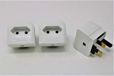 Visua Euro Transformer to UK Converter. 2 Pin European Power Supply to UK Plug. European to UK Adapter (White 3 Pack)