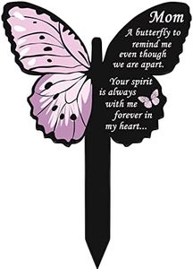 Mom Memorial Stakes Cemetery Grave Plaque Stake Markers Memorial Butterfly Plaques for Outdoors Sympathy Garden Stake Acrylic Grave Stake Waterproof Garden Grave Decoration (Cute Style)