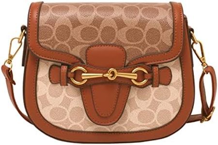 Women Small Crossbody Bags Women Golden Buckle Leather Purse Handbag Fashion Design, Brown, Fashion Crossbody Bag Women Lv