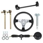 marddpair Go Kart 300mm Steering Wheel Steel Kit Gear Rack Pinion 320mm Adjustable Tie Rod Rack Shaft Assembly Replacement for 110cc Go Kart