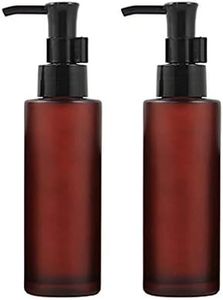 2 frascos vacíos de vidrio esmerilado ámbar de 100 ml con bomba negra para maquillaje, envases, dispensador de almacenamiento para aceites esenciales, emulsión de aceites esenciales, artículos de