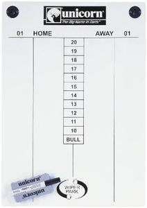 Unicorn Darts Scoreboard | Extra-Large 57 x 40 cm | Wipe Clean | with Marker Pen & Magnetic Wiper Tray | White