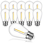 ProCrus E27 S14 LED Filament Light Bulbs,1W Vintage Edison Bulb,Warm White Retro Light Bulbs,5W Incandescent Equivalent,Plastic,for Outdoor String Lights Replacement Bulb,Pack of 10,Energy Class G