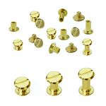 YMAISS 90 Sets Chicago Screws 3 Size 1/4,3/8,1/2in Screw Posts Bookbinding Posts Binding Screw Chicago Button Post Rivets Screw Belt Screws Leather Photo Albums Screw Round Flat Head, Gold Color