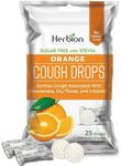 Herbion Naturals Cough Drops with Orange Flavor, Sugar-Free with Stevia, Soothes Cough, for Adults and Children Over 6 Years, 25 Drops