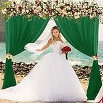 MODFUNS Emerald Green Chiffon Curtains 2 Panels Sheer Backdrop Curtains 29x120 Inches Sheer Fabric for Draping Chiffon Drapes for Backdrop Wedding Tulle Curtain Arch Decorations Party Stage Backdrops