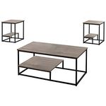 Monarch Specialties I 7960P Table Set, 3pcs Set, Coffee, End, Side, Accent, Living Room, Metal, Laminate, Brown, Black, Contemporary, Modern