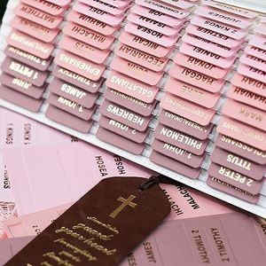 UPAFEXXI-Leather Bible Tabs, Bible Tabs for Women and Men(Gold Foil Lettering) Large Print Stickers, Easy to Read and Apply, 80 Chapters Labels for Easy Navigation(Cherry Blossom)