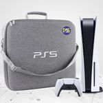 PSS Hard Carrying Case Storage Bag for PS5, Travel Bag Compatible for Play/Station 5 Console Disk Digital & 2 Controller, Stand, Cable, Waterproof and Shockproof Nylon Fabric (PS5 Accessories)