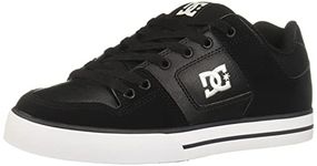 DC Men's Pure Skate Shoe, Black/Black/White, 9 M US