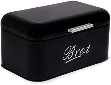 Theo&Cleo Brotkasten mit Deckel, Großer Knäckebrot Box aus Metall, Brotaufbewahrungsbox Bread box, Brot und Kekse Lange Aufbewahren und Trocken Halten, Retro Design (Schwarz-31CM)