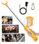 Cattle Prod Rechargeable with Led Light, Waterproof Cattle Prod for Cows Hogs, Hotshot Cattle Prod Portable for Goats, Cattle Prod Livestock for Dogs, Electric Cattle Prod Stretchable Shaft (37 Inch)