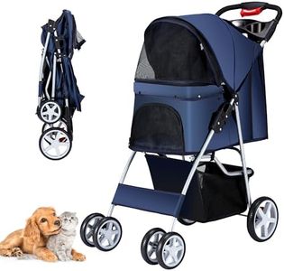 Azaeahom Folding Dog Stroller, Navy Blue