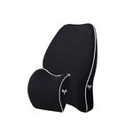 Grin Health SitRight Pro2 Medium Lumbar Support Backrest Cushion with Headrest Support Neck Rest Pillow Memory Foam Combo Kit - (Medium, Black, pack of 1)