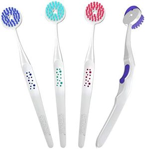 Oralganix 2-in-1 Tongue Cleaner - 4 Pack - Multicolor Tongue Brush and Scraper Tools