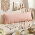 MOVE OVER Pink Body Pillow Cover Cute Pink Pom Pom Body Pillow Cover Soft Washed Microfiber Boho Chic Body Pillow Cover with Pocket Closure Girly Blush Pink Body Pillow Case for Bedroom