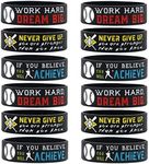 Inkstone Baseball Bracelets | (12-Pack) Sports Motivational Quotes "Never Give Up You Are Stronger Than You Know" | Durable | Encouraging Gifts for Team, Friends, Colleagues, and Employee