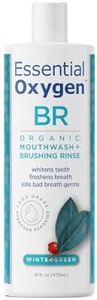 Essential Oxygen Certified BR Organic Brushing Rinse, All Natural Mouthwash for Whiter Teeth, Fresher Breath, and Happier Gums, Alcohol-Free Oral Care, Wintergreen, 16 Ounce