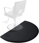 Nywele Professional 3 ft. x 5 ft. Barber & Salon Shop Chair Anti-Fatigue Floor Mat - Black Semi Circle - 1 in. Thick