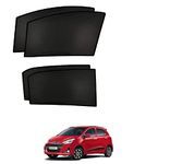 Auto Addict Fix Car Window Sunshades (Side Windows,Non Magnetic) Set of 4 Pcs Black for Grand i10(2014-2019)