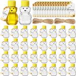 FoldTier 50 Sets 2oz Plastic Honey Bear Bottle Gifts 50 Bear Shape Clear Empty Honey Jar with Screw Yellow Lid 50 Tags 2 Rolls Jute Rope Mini Honey Containers Honey Dispenser Baby Shower Party Favors