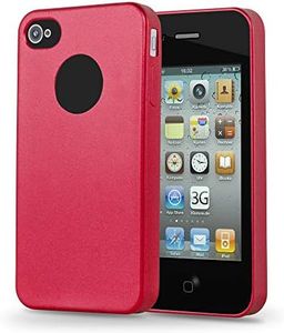 Cadorabo Case Works with Apple iPhone 4 / iPhone 4S in Metallic RED - Shockproof and Scratch Resistant TPU Silicone Cover - Ultra Slim Protective Gel Shell Bumper Back Skin