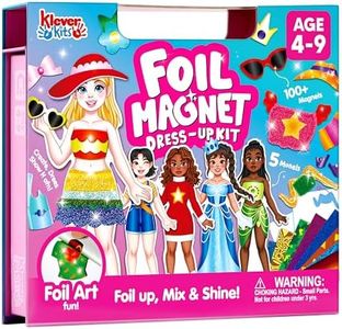JOVA Klever Kits Foil Magnet Dress-Up Kit, 2-in-1 Fashion DIY Craft for Kids Paper Dolls for Girls Ages 4 5 6 7 8 9 Travel Activity Birthday Gifts with Display Box