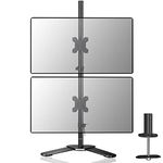 Suptek Dual LED LCD Monitor Stand up Free-Standing Desk Mount for 2 / Two Screens up to 27 inch Extra Tall 31.5 inch Pole Heavy Duty Fully Adjustable Stand Vertical Array (ML6802)