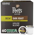 Peet's Coffee Decaf House Blend, Dark Roast, 60 Count Single Serve K-Cup Decaffeinated Coffee Pods for Keurig Coffee Maker