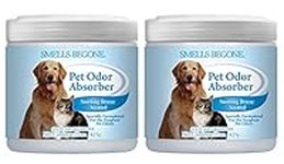 SMELLS BEGONE Air Freshener Pet Odor Absorber Gel - Made with Essential Oils - Absorbs & Eliminates Odor in Pet Areas - Soothing Breeze Scent - 15 Ounce - 2 Pack