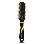 AGARO Breeze Flat Hair Brush with Strong & flexible nylon bristles, having Anti-static ball tips, For Grooming, Volumising & Back Brushing, ideal for Men & Women, Yellow & Black