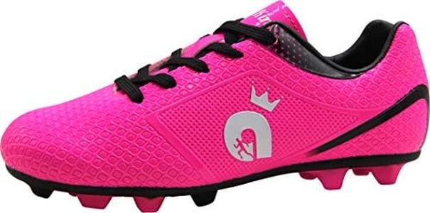 BomKinta Kid's FG Soccer Shoes Athletic Outdoor Soccer Cleats Rose Red Size 4 M US Big Kid