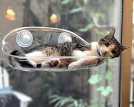 Fresh Whisker Deluxe Cat Window Perch with Clear ABS Plastic - Strong Suction Cup Hammock, Easy Installation, and Comfortable Design for All Cat Sizes (Clear)