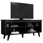 Madesa TV Stand Entertainment Center with 4 Shelves and Cable Management for 50, 55 Inch Media Storage Living Room and Bedroom Modern Wooden Television Media Console - Black