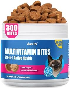 Just Try 23 in 1 Taurine for Cats Vitamins Bites - Cat Treats for Immune, Skin & Coat & Heart Health - Multivitamin, Omega 3, Biotin, Lysine for Cats - Daily Supplements 300 Bites