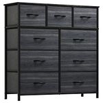 YITAHOME Chest of Drawer with 9 Drawers for Bedroom Fabric Dresser Storage Drawers With Handles Metal Frame for Living Room, Hallway, Nursery, Charcoal Black Wood Grain